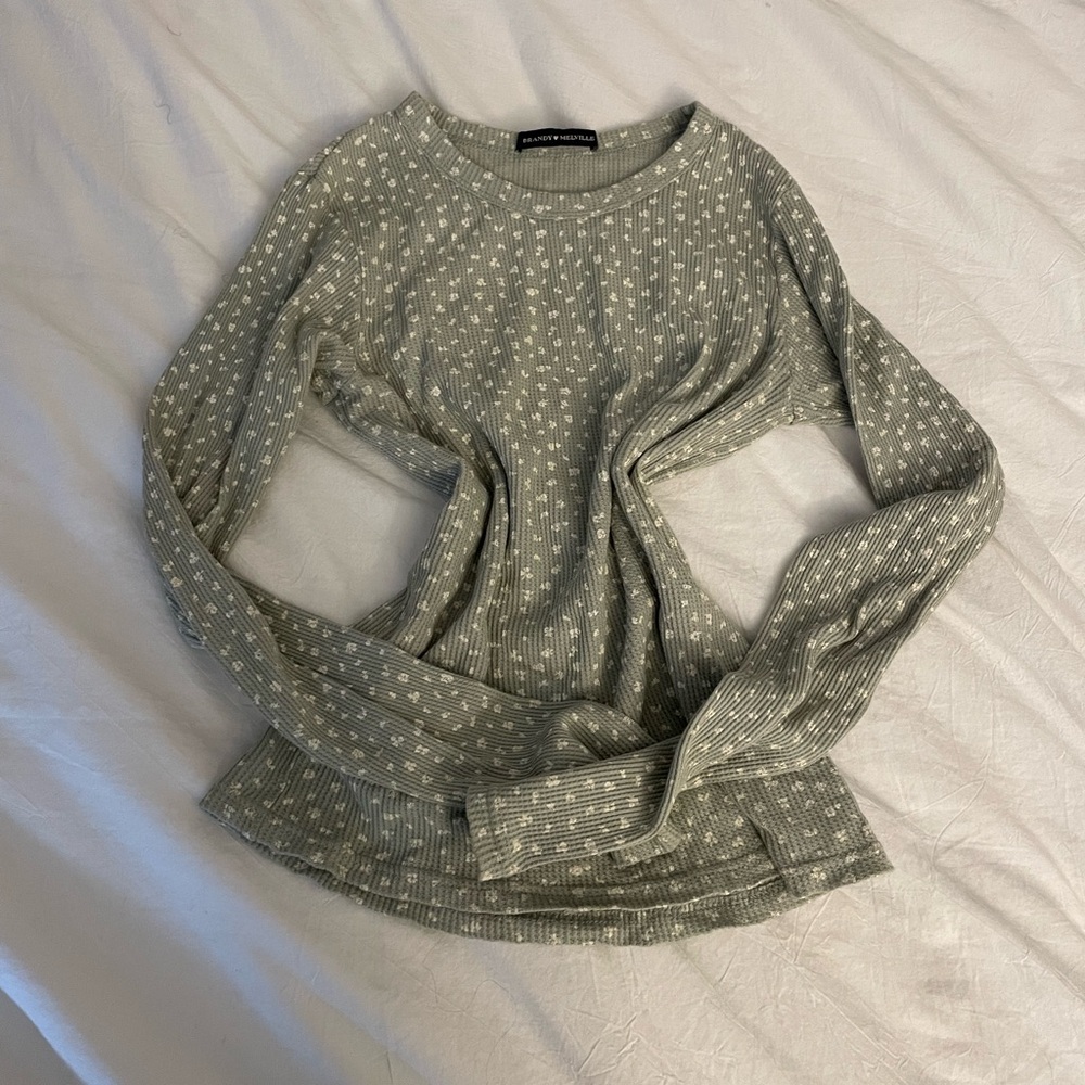 Brandy Melville Sage Green Floral Shirt